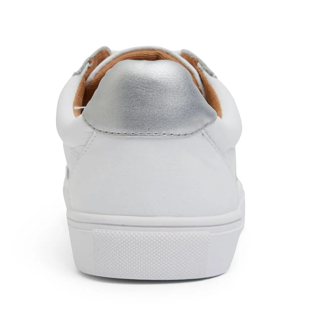Stark Sneaker in White And Silver Leather