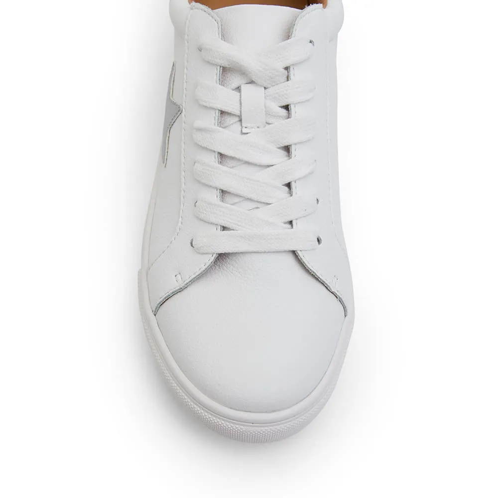 Stark Sneaker in White And Silver Leather