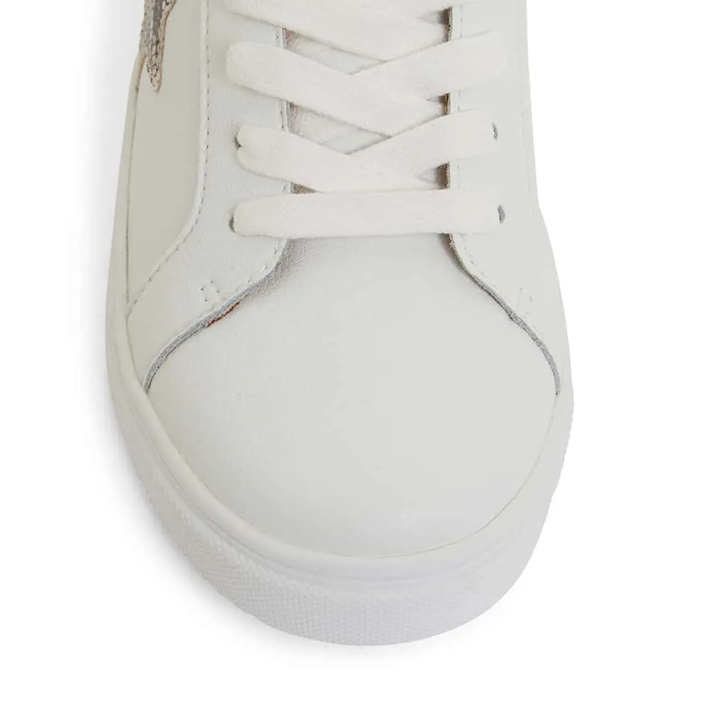 Stark Sneaker in White And Snake Print Leather