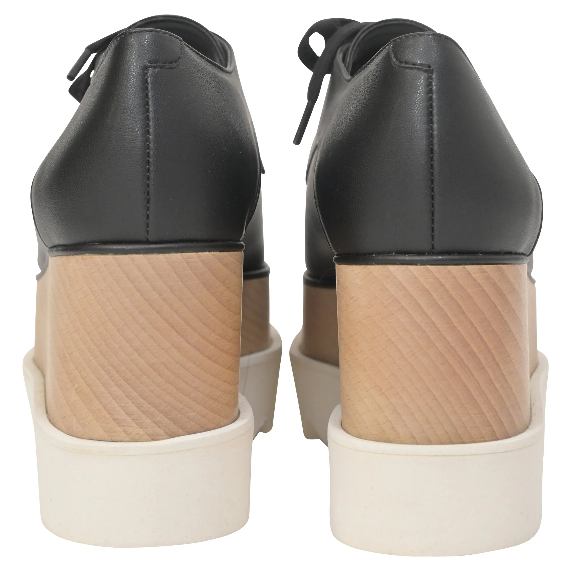 Stella McCartney Elyse Platform Lace-Up Shoes in Black Faux Leather