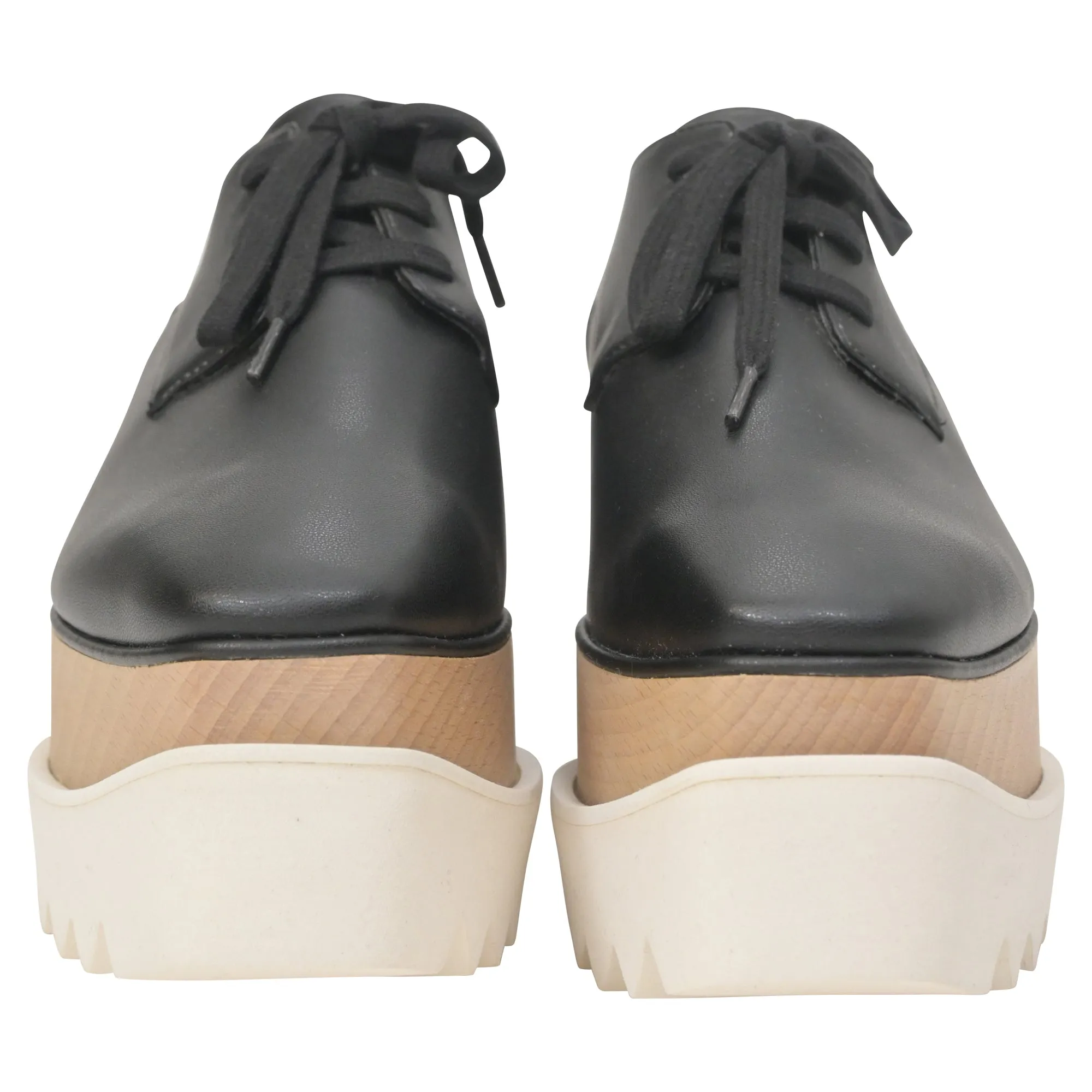 Stella McCartney Elyse Platform Lace-Up Shoes in Black Faux Leather