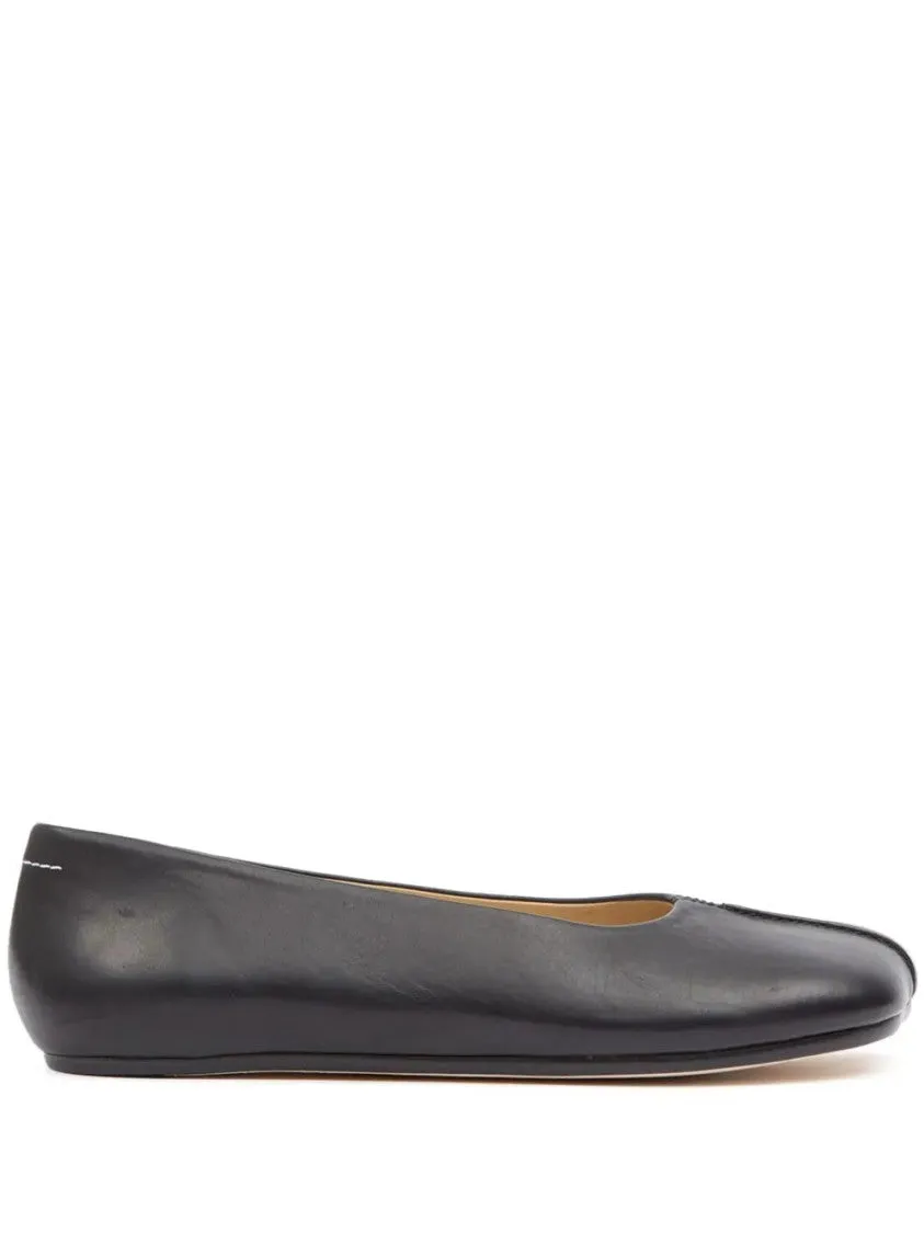 Stitch-Out Leather Ballerina Shoes