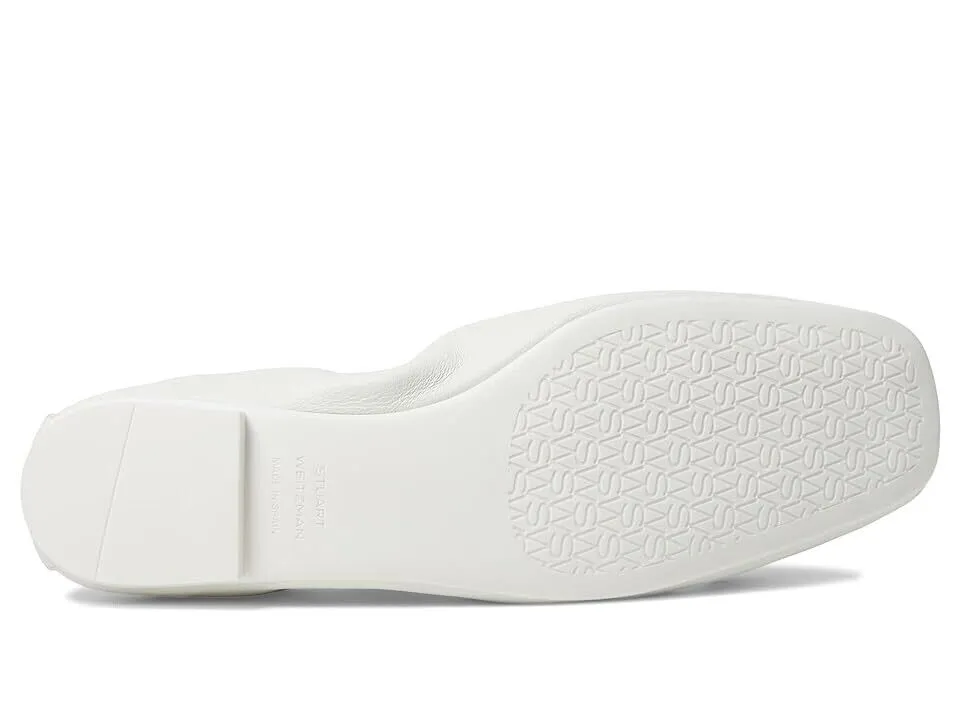 Stuart Weitzman Crystal Fleur Ballet Flat Women's 6 White Leather Slip-On KHD853