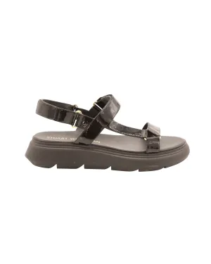 Stuart Weitzman Zolie Sandals in Black Patent Leather
