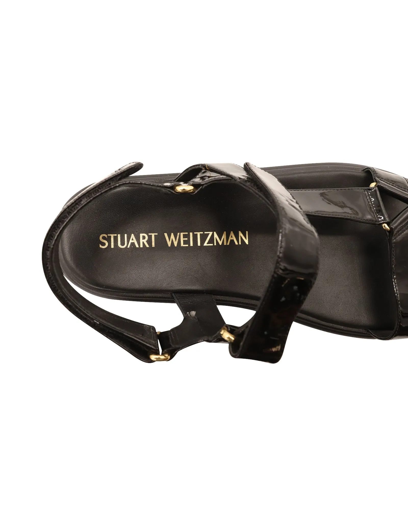 Stuart Weitzman Zolie Sandals in Black Patent Leather