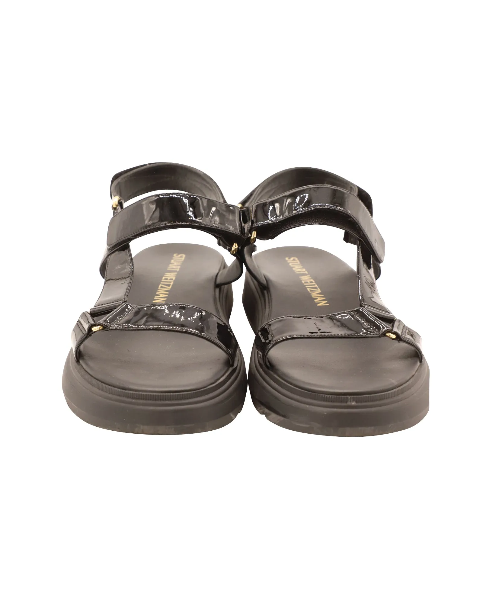 Stuart Weitzman Zolie Sandals in Black Patent Leather
