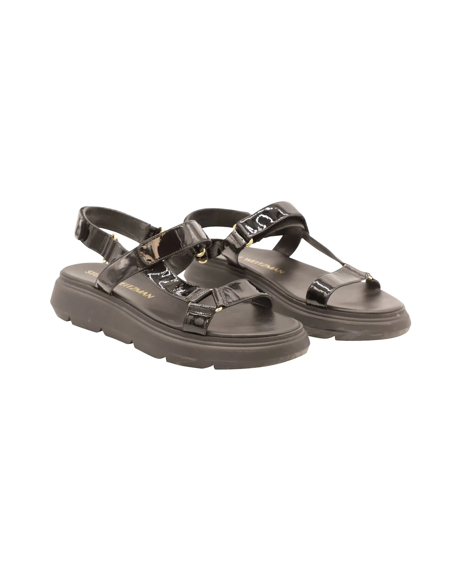 Stuart Weitzman Zolie Sandals in Black Patent Leather