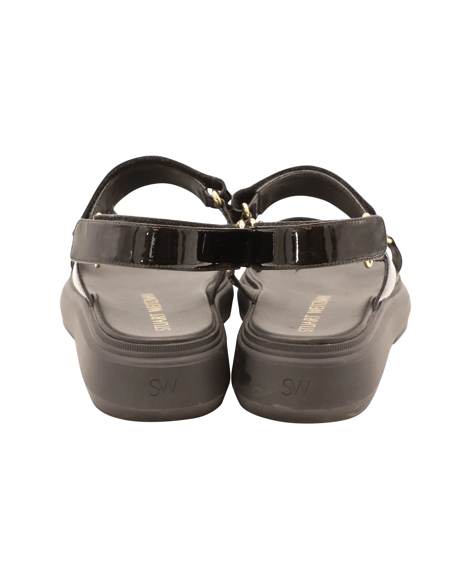 Stuart Weitzman Zolie Sandals in Black Patent Leather