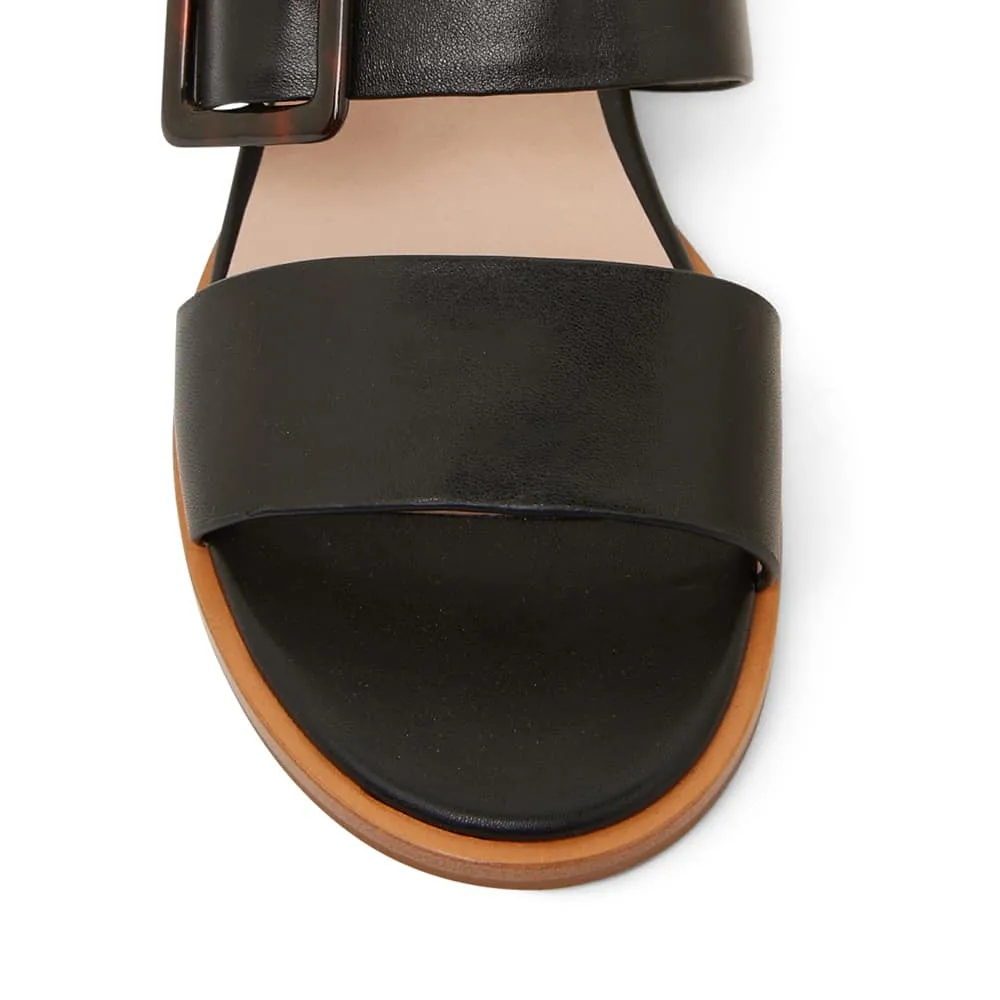 Tanya Slide in Black Leather