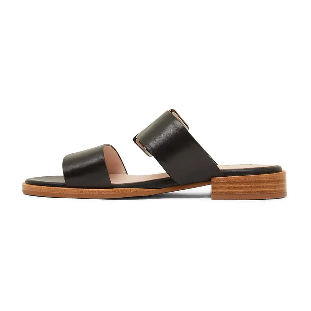 Tanya Slide in Black Leather