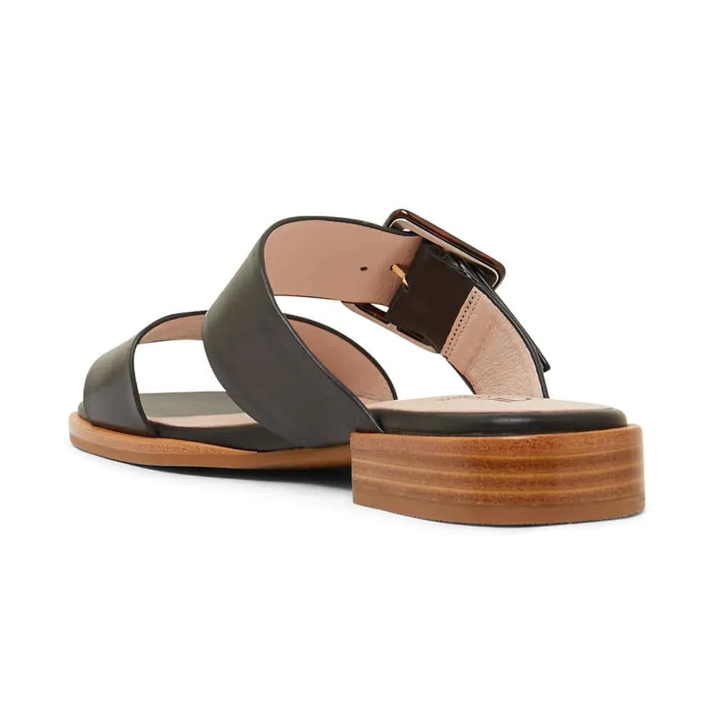 Tanya Slide in Black Leather
