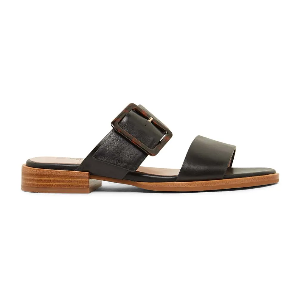 Tanya Slide in Black Leather