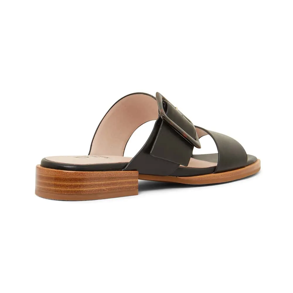 Tanya Slide in Black Leather