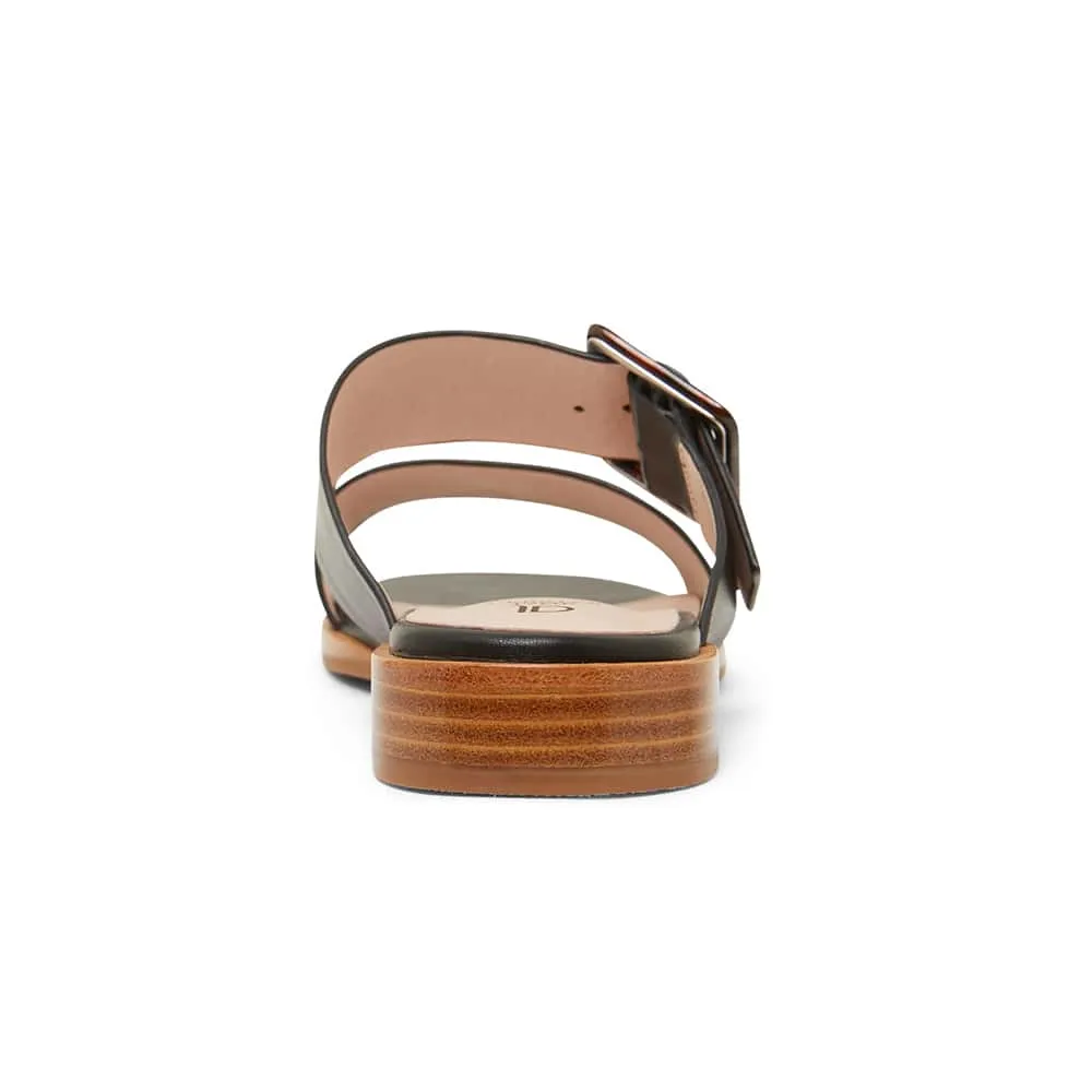 Tanya Slide in Black Leather