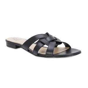 Tegan Slide in Black Leather