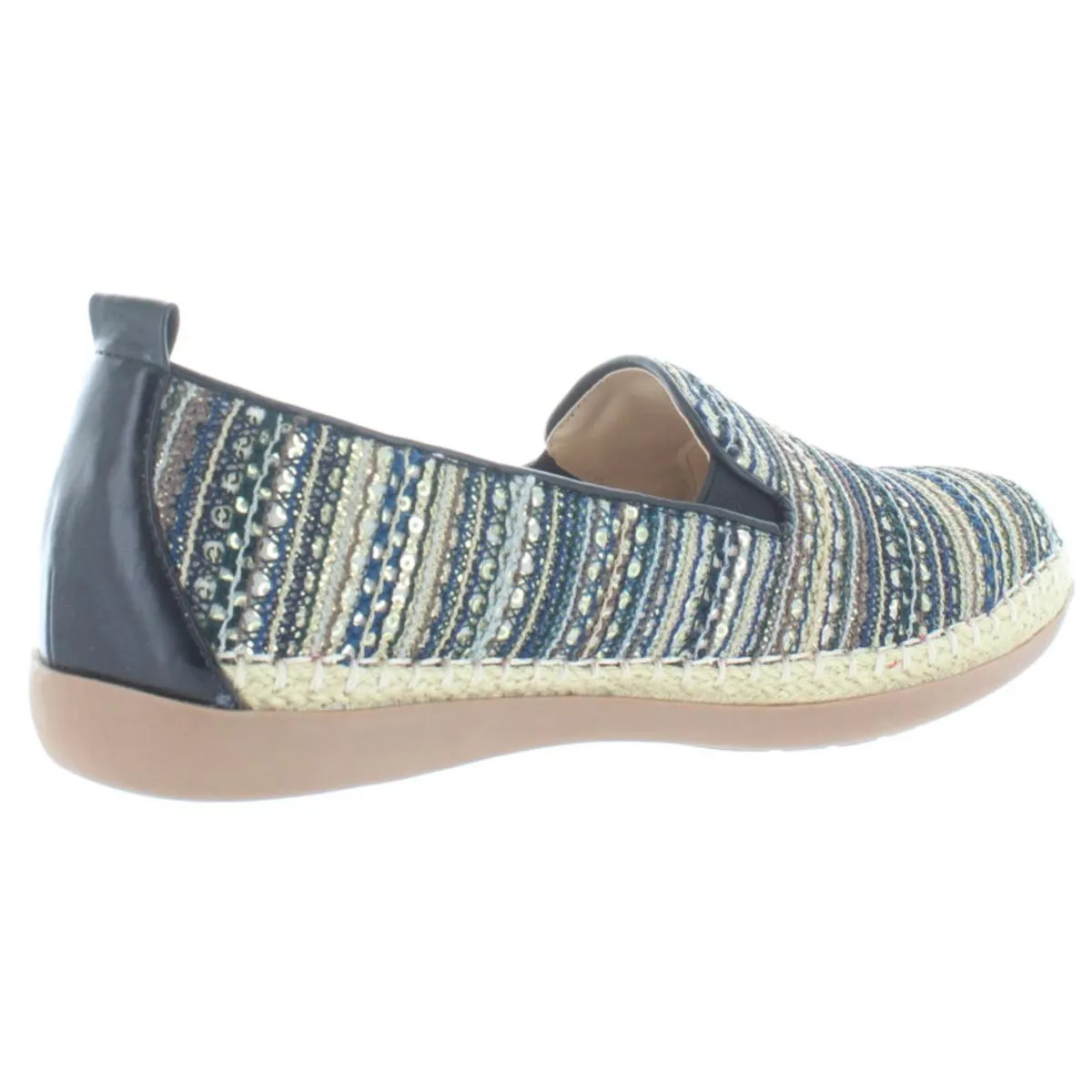 Terri Womens Sequin Striped Slip-On Sneakers
