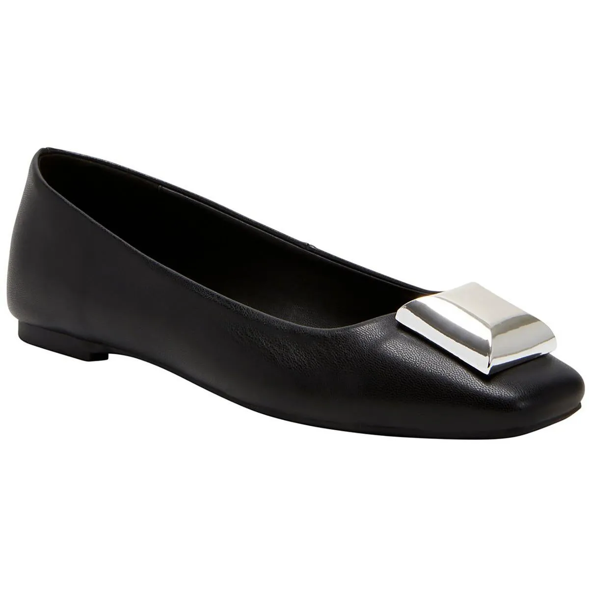 The Evie Stud Womens Embellished Faux Leather Ballet Flats