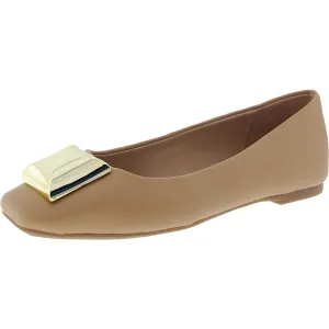 The Evie Stud Womens Embellished Faux Leather Ballet Flats