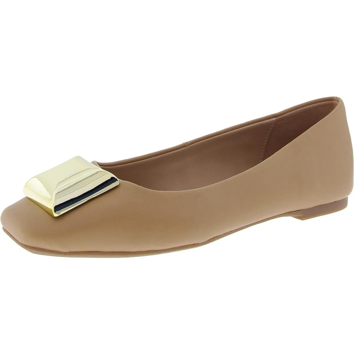 The Evie Stud Womens Embellished Faux Leather Ballet Flats