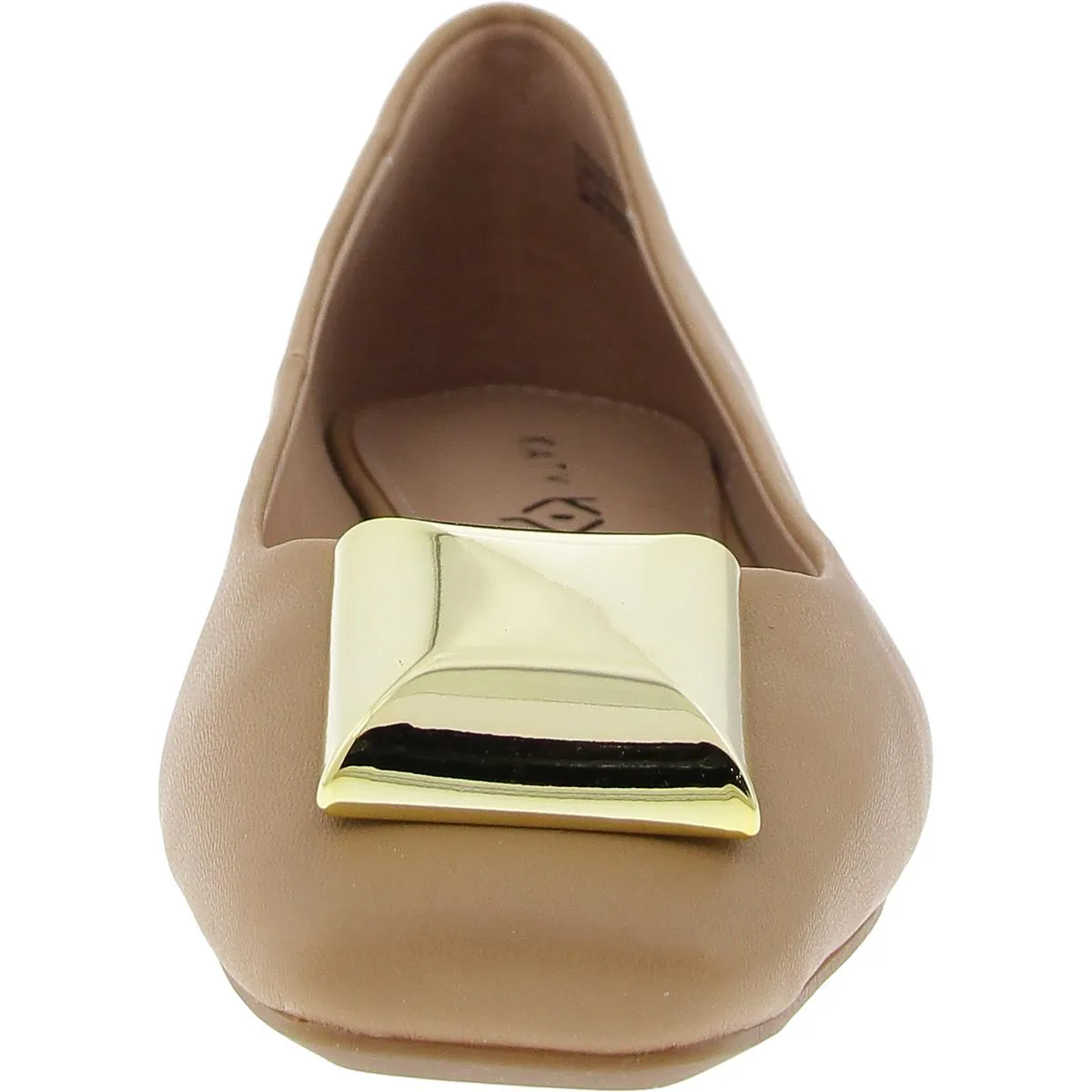 The Evie Stud Womens Embellished Faux Leather Ballet Flats