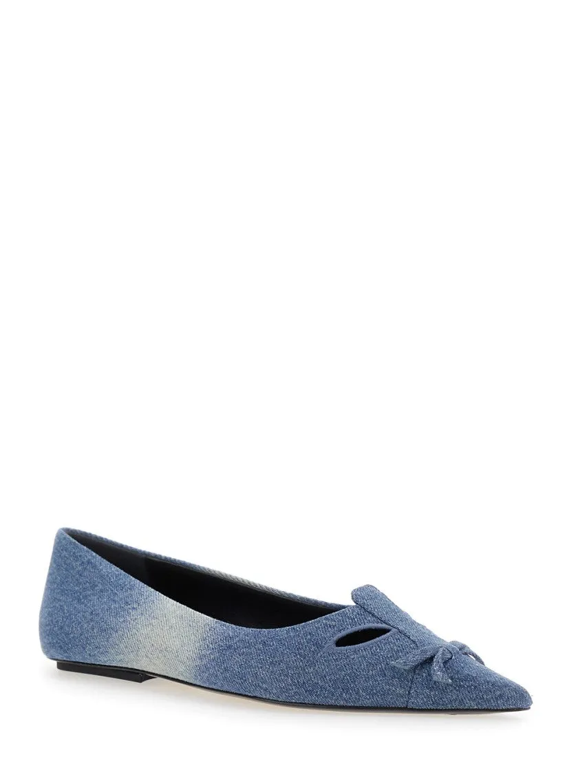 The Kat' Blue Ballerinas With Cut-Out Detail