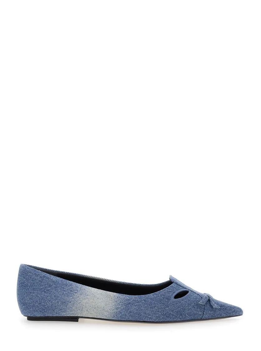 The Kat' Blue Ballerinas With Cut-Out Detail