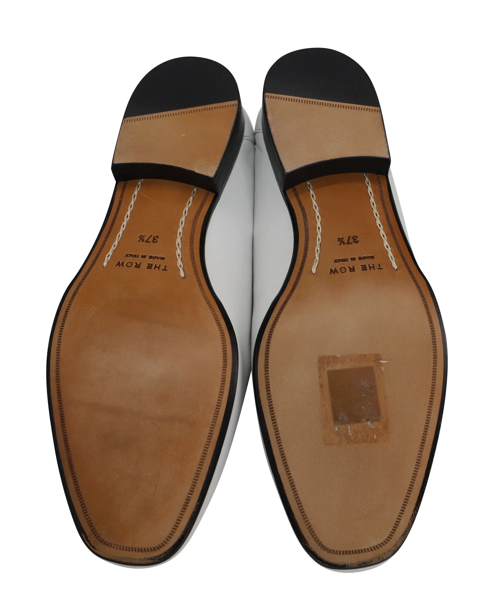 The Row Adam Pleat Moccasin Flats in White Leather