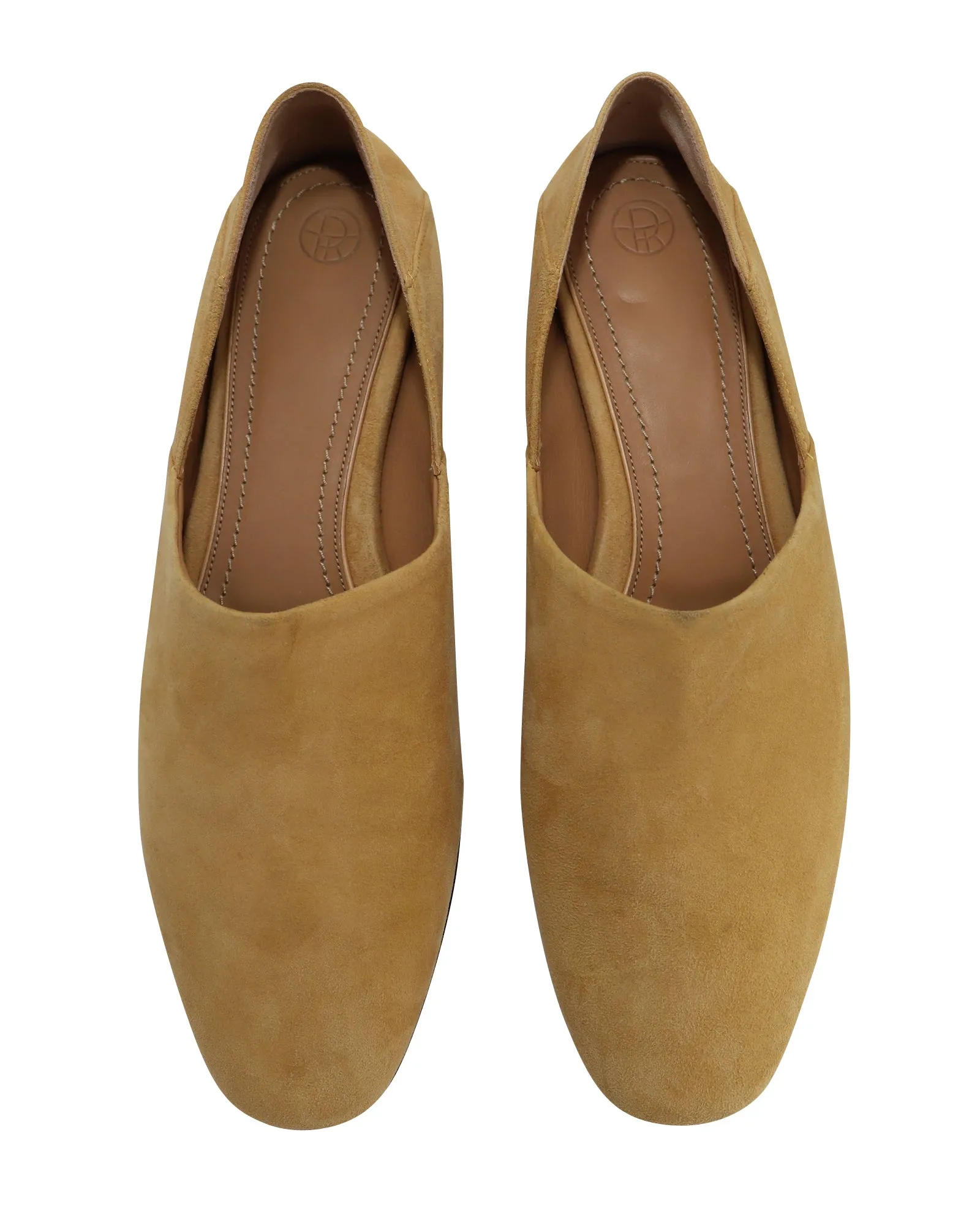 The Row Noelle Collapsible-Heel Loafers in Camel Suede