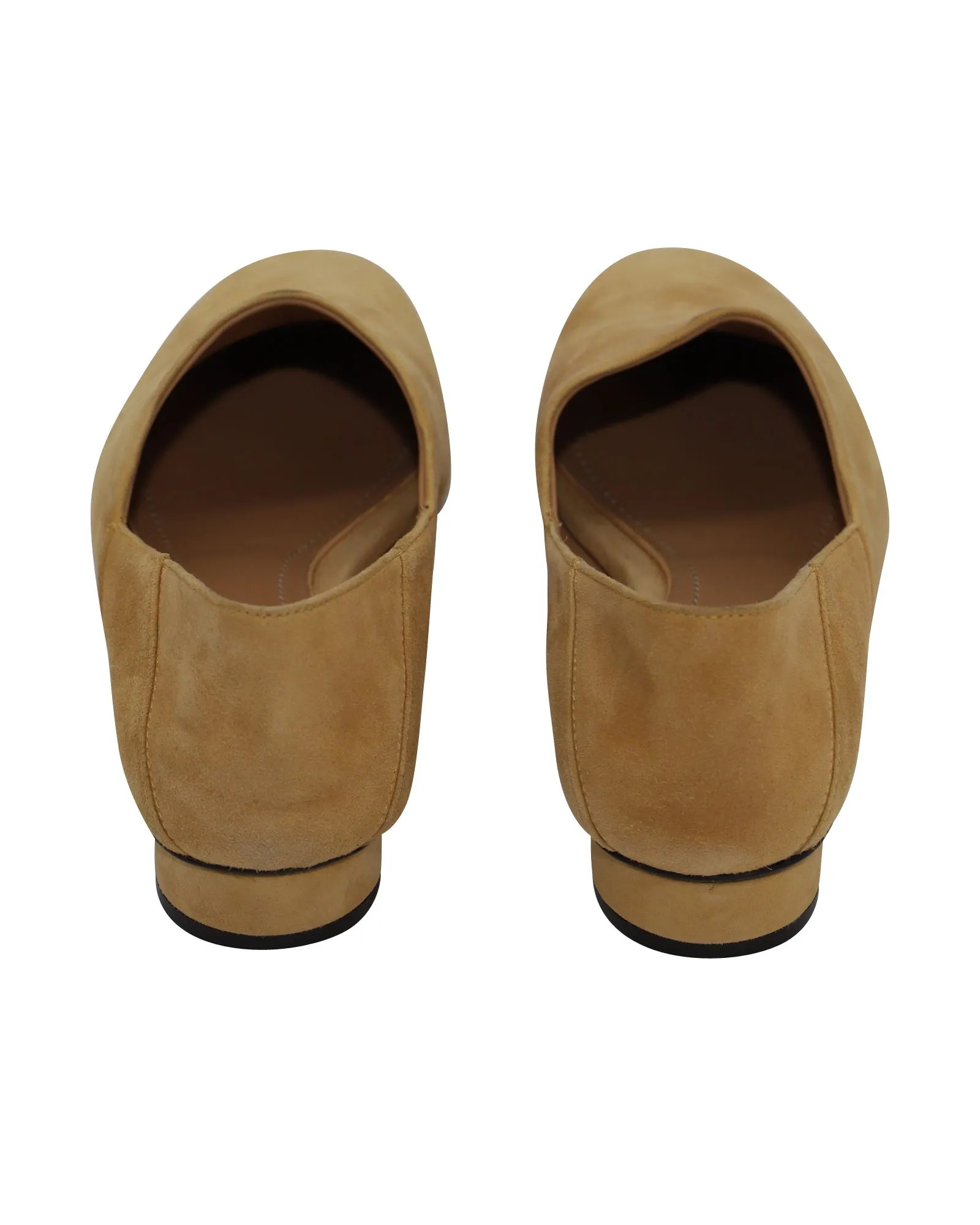 The Row Noelle Collapsible-Heel Loafers in Camel Suede