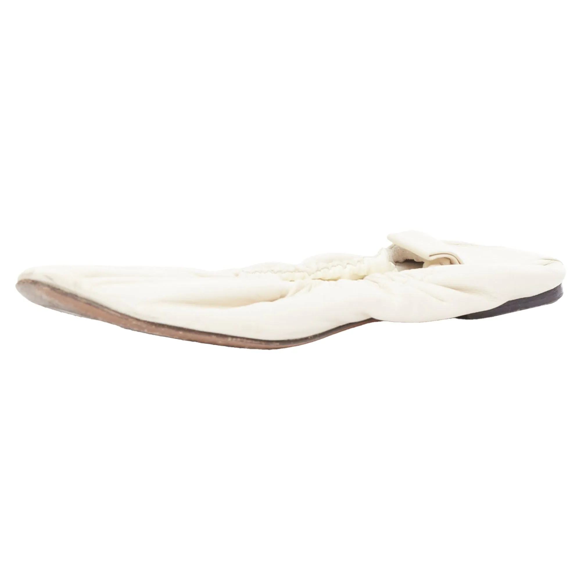 The Row Soft Leather Ruched Simple Ballerina Flats