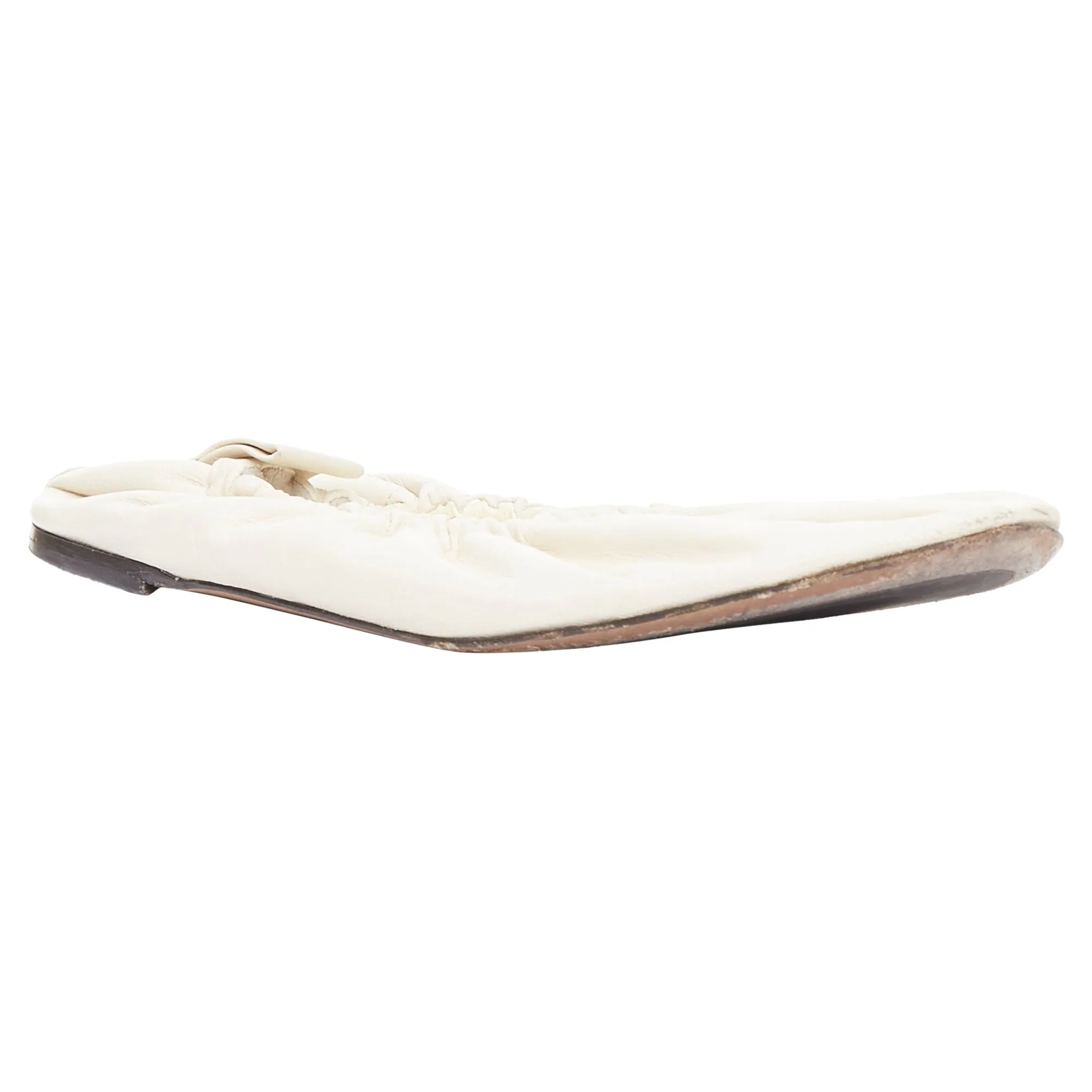 The Row Soft Leather Ruched Simple Ballerina Flats
