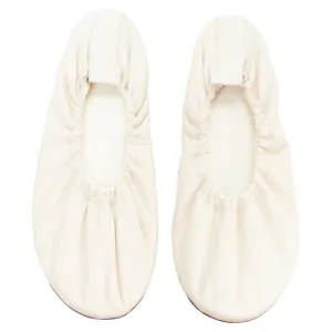 The Row Soft Leather Ruched Simple Ballerina Flats