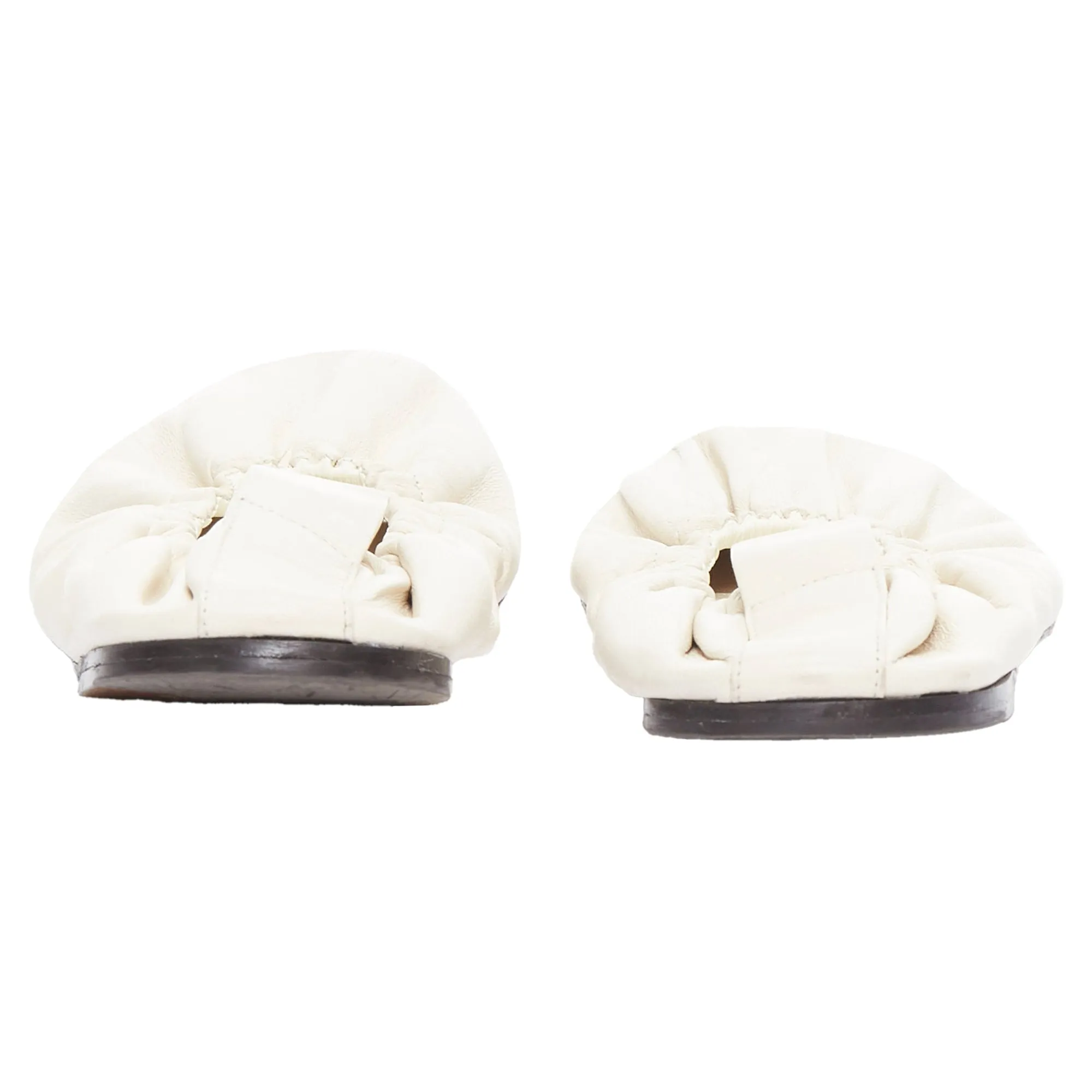 The Row Soft Leather Ruched Simple Ballerina Flats