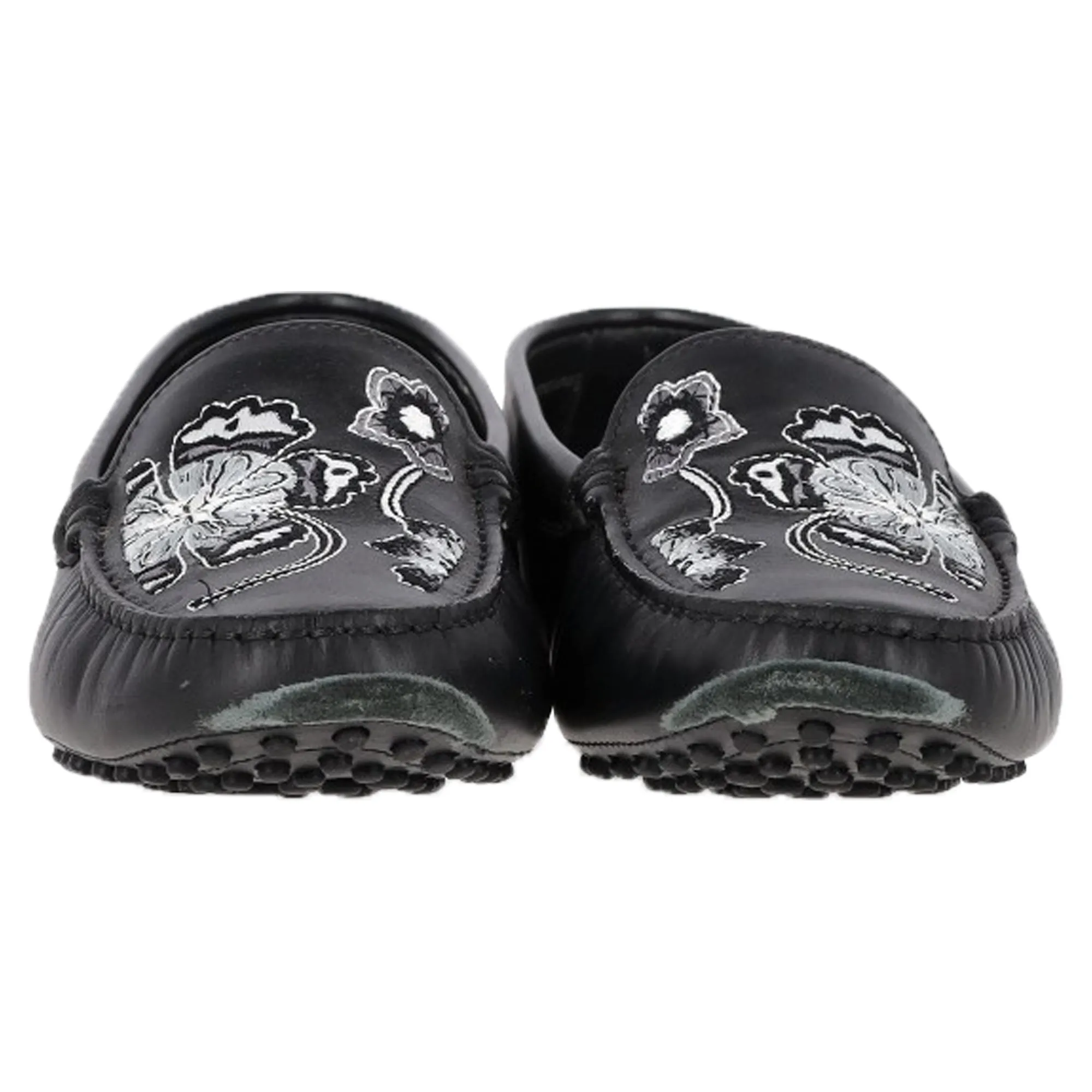 Tod's Embroidered Loafers in Black Leather