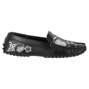 Tod's Embroidered Loafers in Black Leather