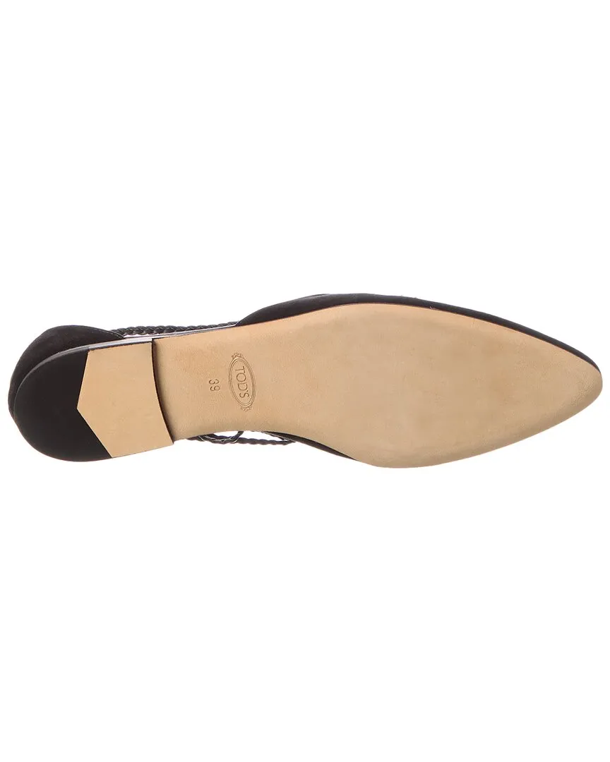 TODs Fringed Suede Flat