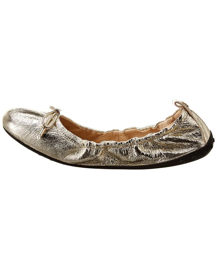 TODs Gommino Metallic Leather Ballerina Flat