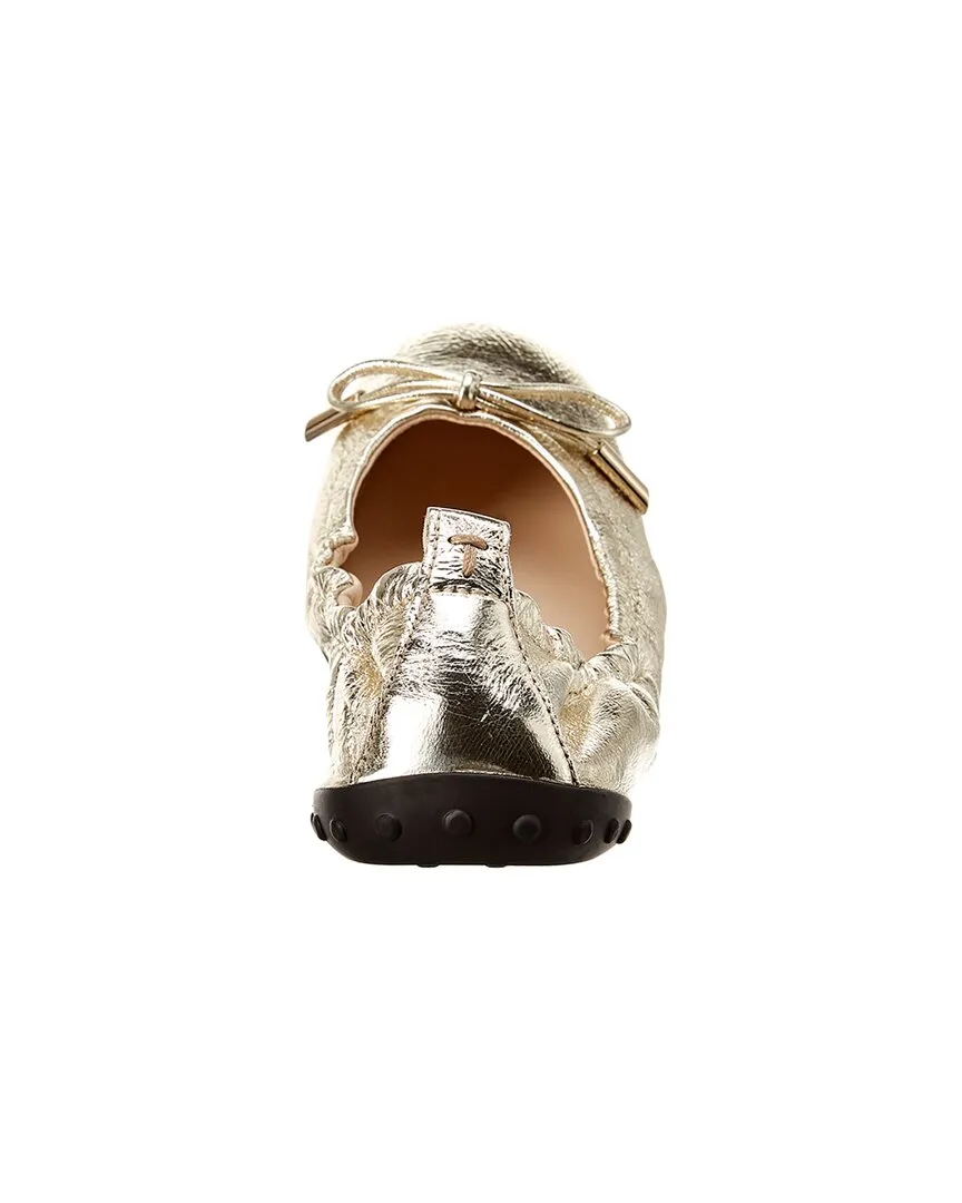 TODs Gommino Metallic Leather Ballerina Flat