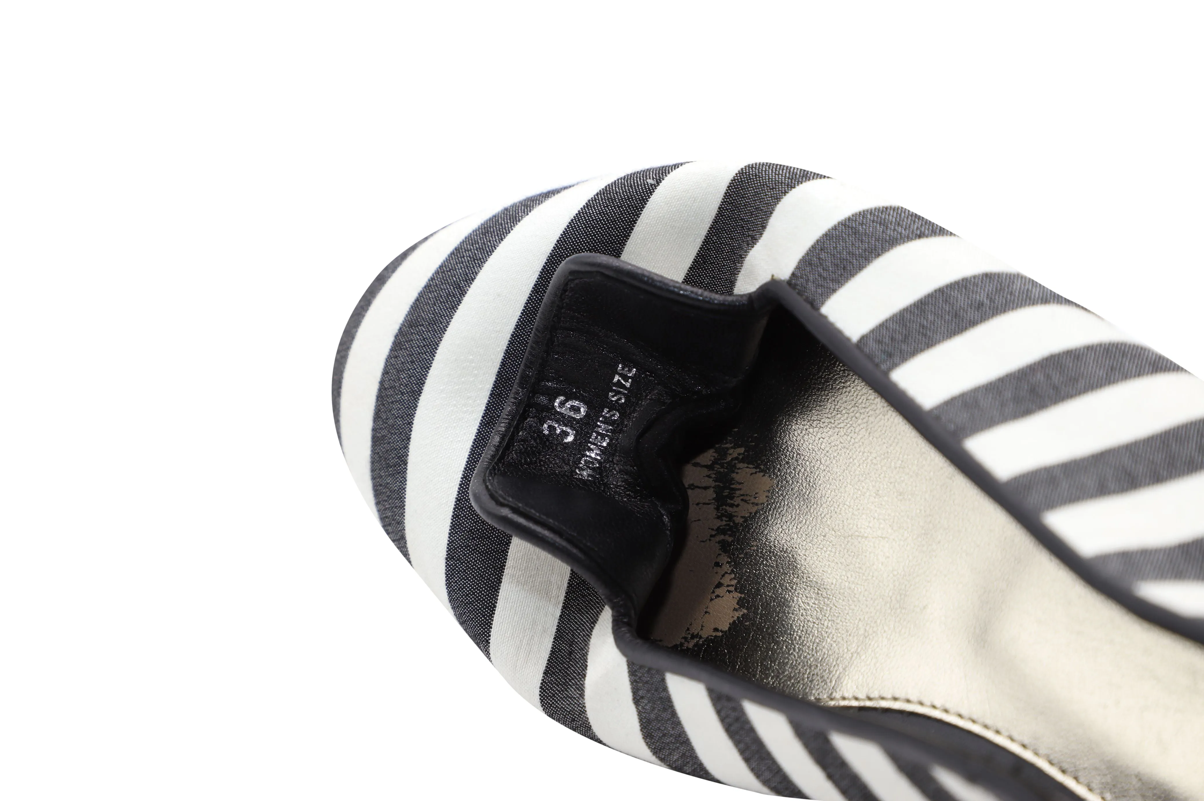 Tods Striped Ballet Flats in Black Canvas