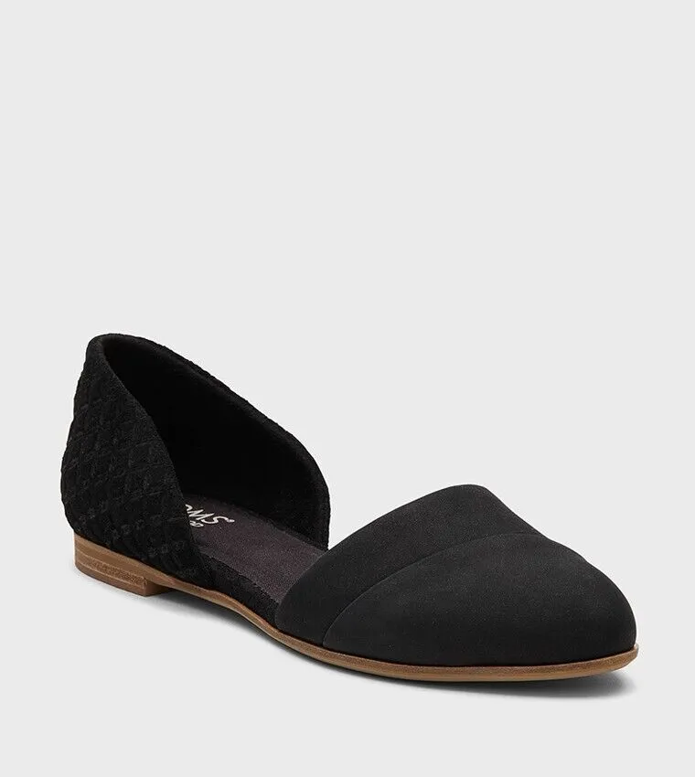 Toms Jutti Flats Women's 10 Black Leather Comfort Slip-On D'orsay Shoes FZP364