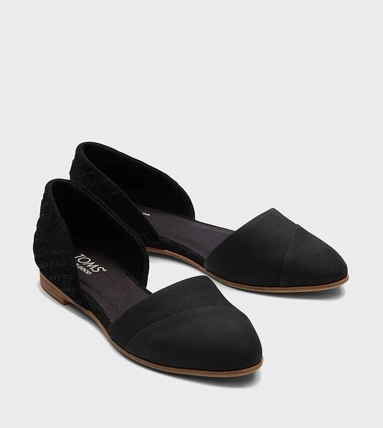 Toms Jutti Flats Women's 10 Black Leather Comfort Slip-On D'orsay Shoes FZP364