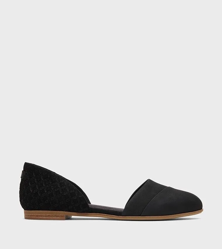 Toms Jutti Flats Women's 10 Black Leather Comfort Slip-On D'orsay Shoes FZP364