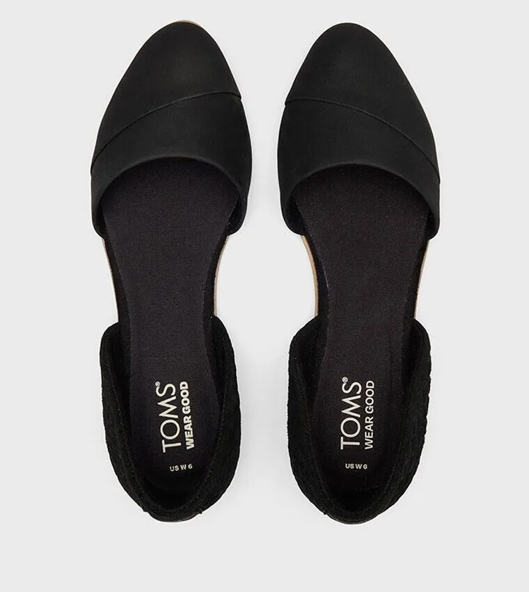 Toms Jutti Flats Women's 10 Black Leather Comfort Slip-On D'orsay Shoes FZP364