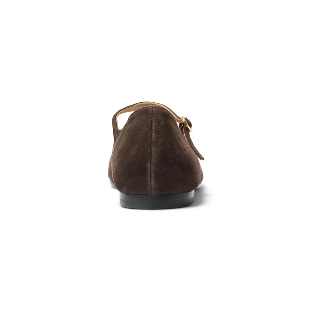 Tottie Flat in Chocolate Suede Suede