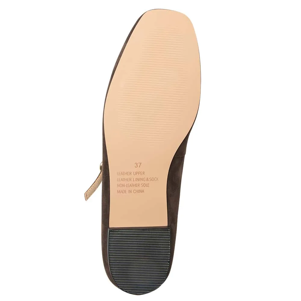 Tottie Flat in Chocolate Suede Suede