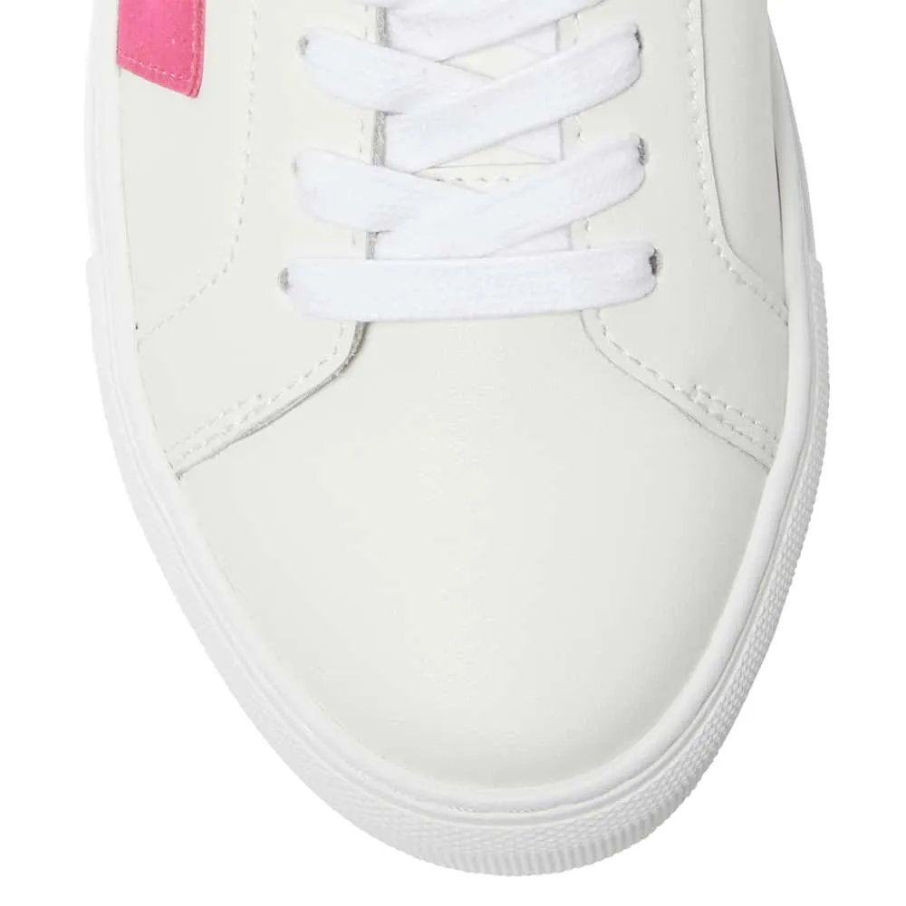 Trio Sneaker in White And Hot Pink Leather