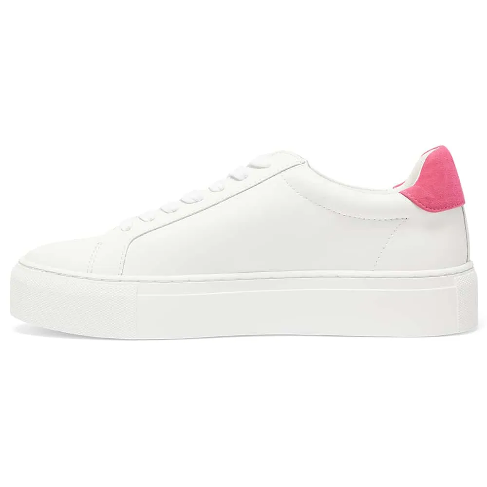 Trio Sneaker in White And Hot Pink Leather