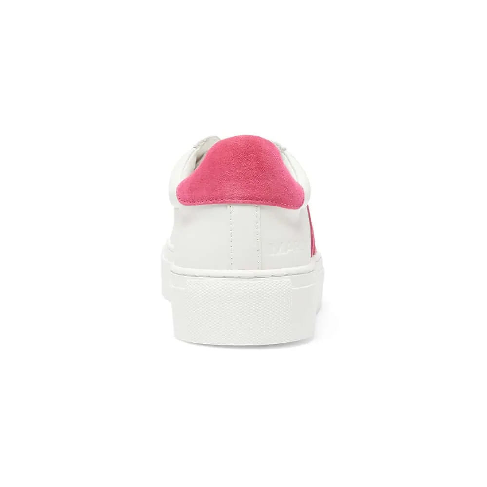 Trio Sneaker in White And Hot Pink Leather