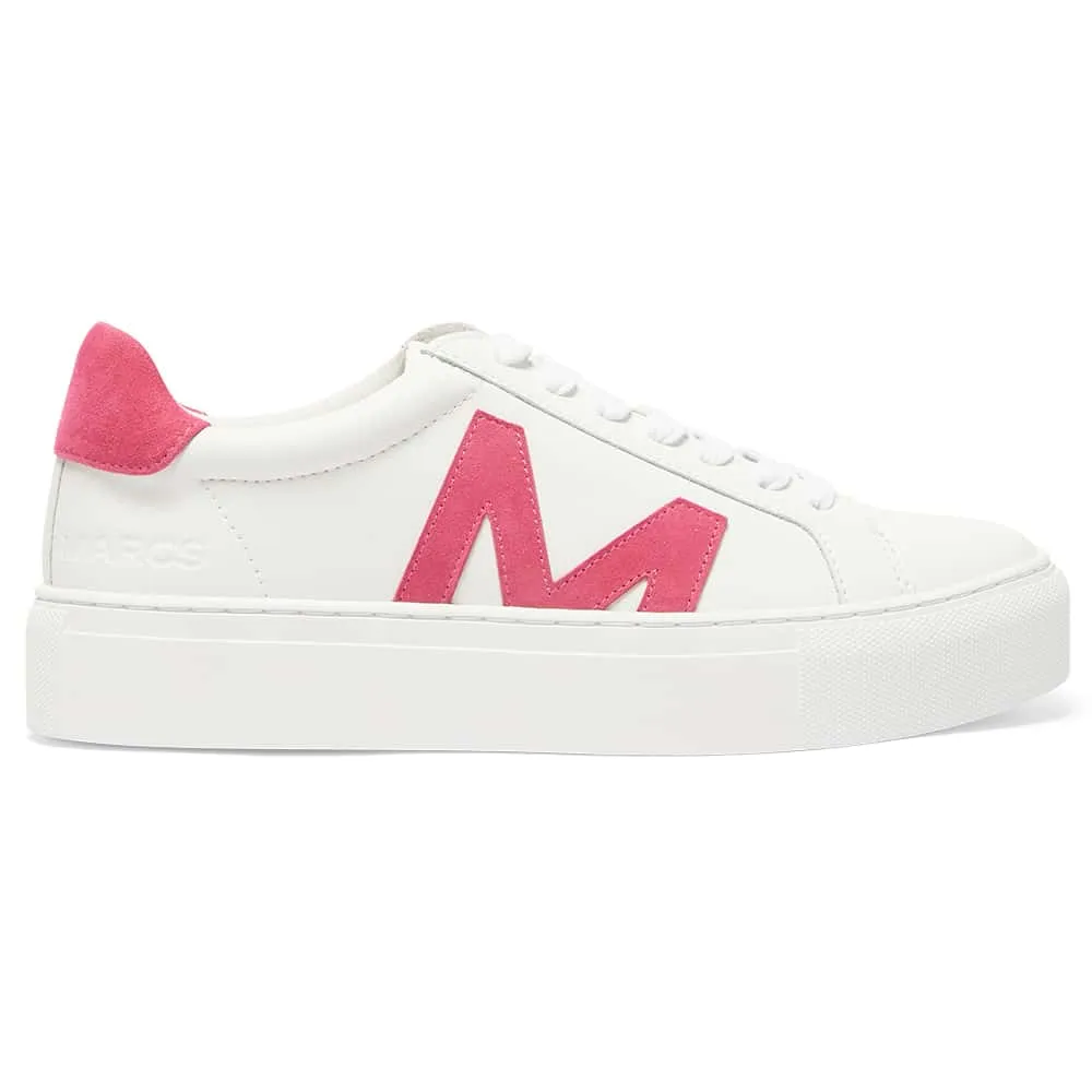 Trio Sneaker in White And Hot Pink Leather
