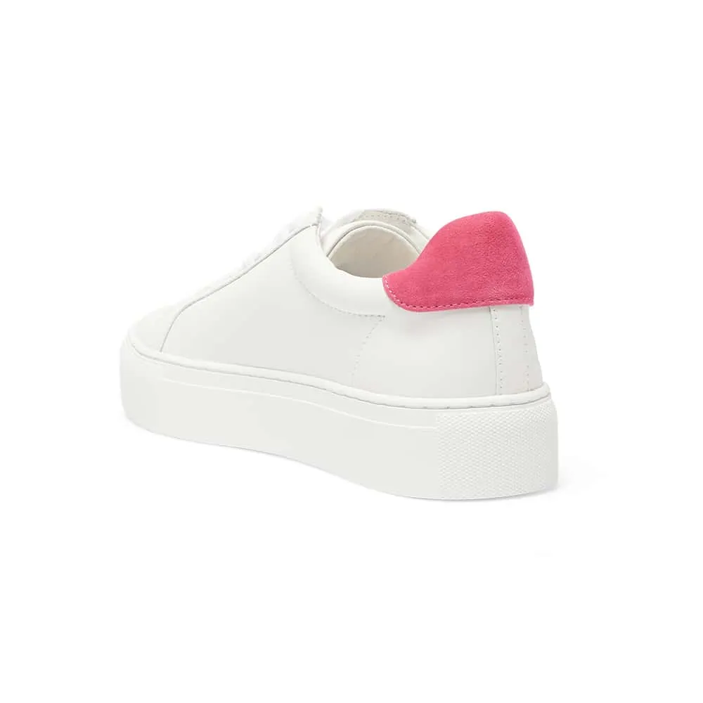 Trio Sneaker in White And Hot Pink Leather